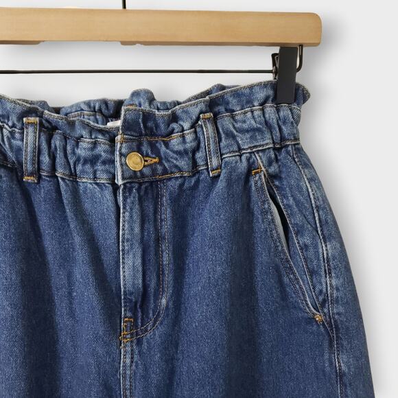 Zara Womens Paperbag Barrel Leg Jeans Floral Daisy Embroidered Sz 2 Boho Modern - Picture 7 of 14